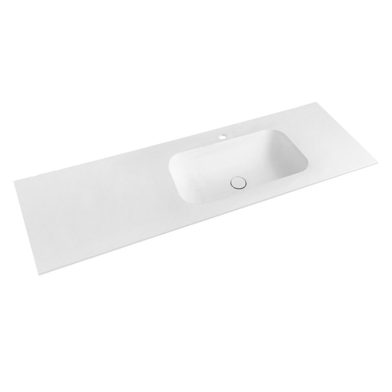 TREOS lavabo 146,6x51,3 cm, Rockstone, righjt, blanc mat TREOS lavabo 146,6x51,3 cm, Rockstone, righjt, blanc mat
