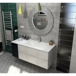 TREOS lavabo 146,6x51,3 cm, Rockstone, righjt, blanc mat