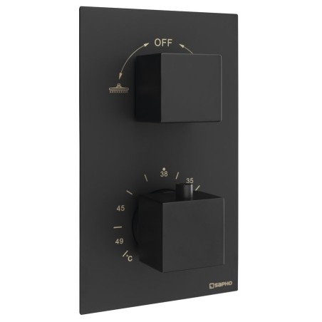 Robinet de douche thermostatique LATUS, Boîte d'installation, 2 Outlets, noir