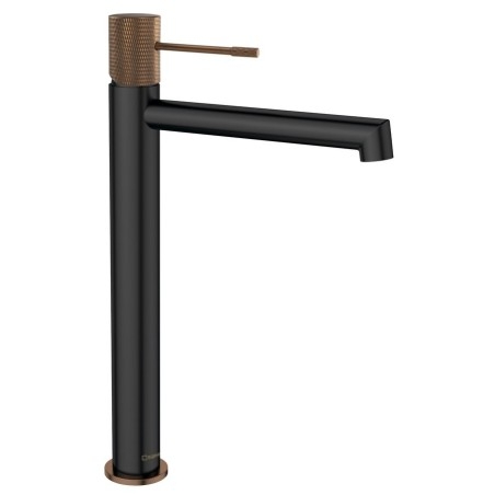 SOLARIS Robinet de mélangeur de lavabo haut sans pop up déchets, noir / blanc mat