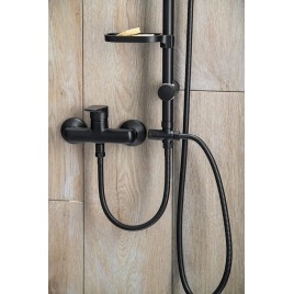 Support de plat pour douche barre de rail 25mm, ABS/noir mat