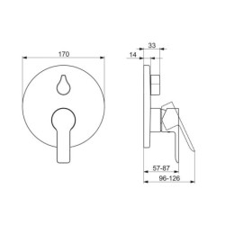 Hansa Ligna - Mitigeur de baignoire encastré, avec inverseur pour 2 sorties, chrome 83853503