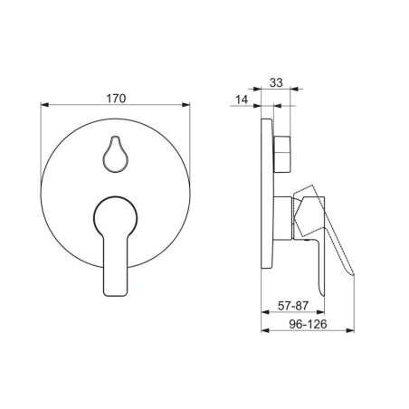 Hansa Ligna - Mitigeur de baignoire encastré, avec inverseur pour 2 sorties, chrome 83853503