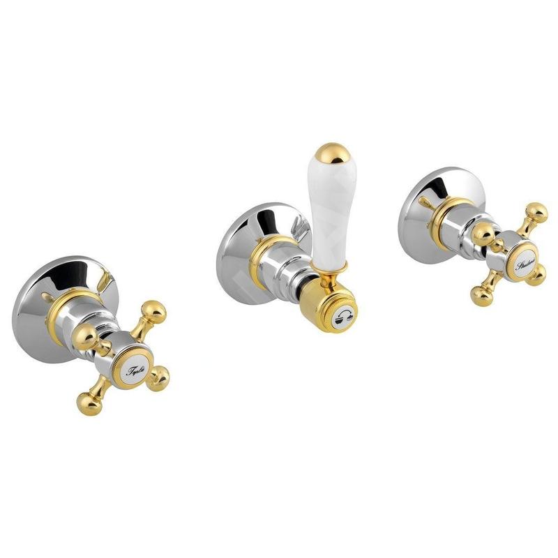 Sapho Antea - Mitigeur de douche encastré pour 2 appareils, chrome/or SET305-102