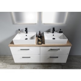 Ensemble de meubles de salle de bain VEGA, largeur 125 cm, chêne blanc/platin