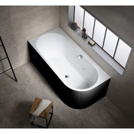 ASTRA L MONOLITH Bain asymétrique 160x75x60cm, blanc/noir