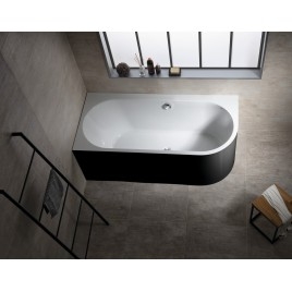 ASTRA L MONOLITH Bain asymétrique 160x75x60cm, blanc/noir