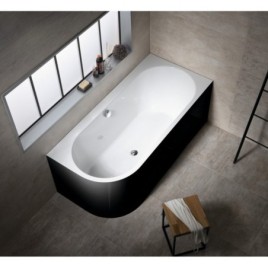 ASTRA R MONOLITH Bain asymétrique 160x75x60cm, blanc/noir