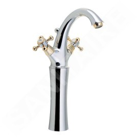 Sapho Antea - Mitigeur de lavabo avec garniture de vidage, hauteur 300 mm, chrome/doré 3272L