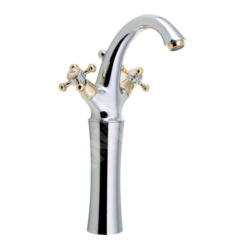 Sapho Antea - Mitigeur de lavabo avec garniture de vidage, hauteur 300 mm, chrome/doré 3272L