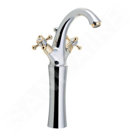 Sapho Antea - Mitigeur de lavabo avec garniture de vidage, hauteur 300 mm, chrome/doré 3272L