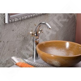 Sapho Antea - Mitigeur de lavabo avec garniture de vidage, hauteur 300 mm, chrome/doré 3272L