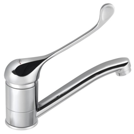 HOFFER Washbasin Mixer Tap sans Pop Up, Spout pivotant, Levier médical, chrome