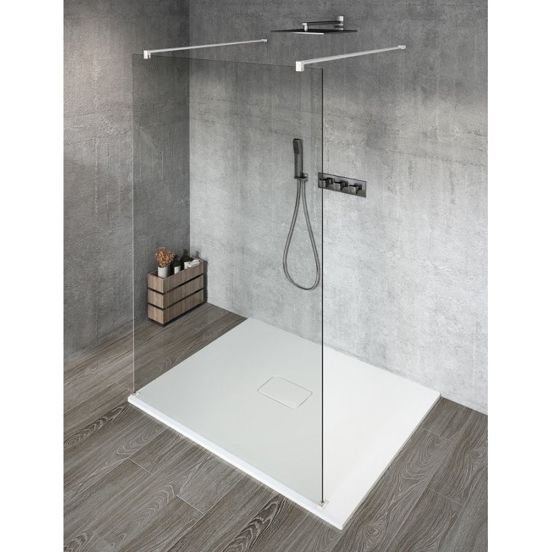 VARIO WHITE Panneau en verre de douche à une pièce, verre libre, 900 mm
