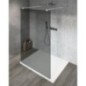 VARIO WHITE Panneau en verre de douche de 1 pièce, verre fumé, 1000 mm