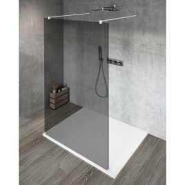 VARIO WHITE Panneau en verre de douche de 1 pièce, verre fumé, 1100 mm