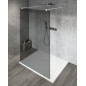 VARIO WHITE Panneau en verre de douche de 1 pièce, verre fumé, 1300 mm