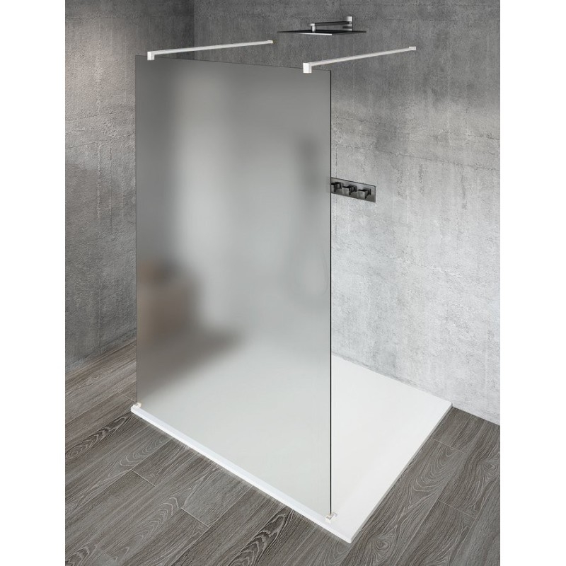 VARIO WHITE Panneau en verre de douche de 1 pièce, verre mat, 1400 mm