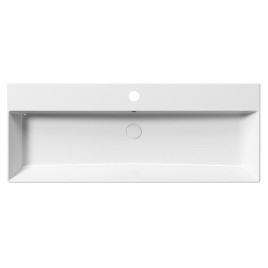 KUBE X lavabo en céramique 120x47cm, bord inférieur groud, blanc ExtraGlaze