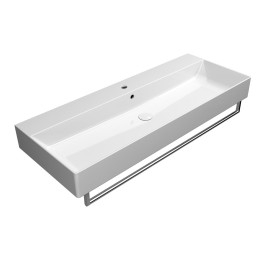 KUBE X lavabo en céramique 120x47cm, bord inférieur groud, blanc ExtraGlaze