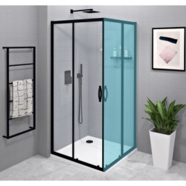 SIGMA SIMPLY BLACK Sliding Shower Door, Corner Entrance, 800 mm, verre clair