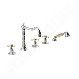 Sapho Antea - Mitigeur pour le bord de baignoire, installation à 5 trous, chrome / doré 3882