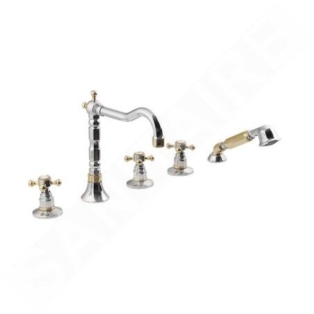 Sapho Antea - Mitigeur pour le bord de baignoire, installation à 5 trous, chrome / doré 3882