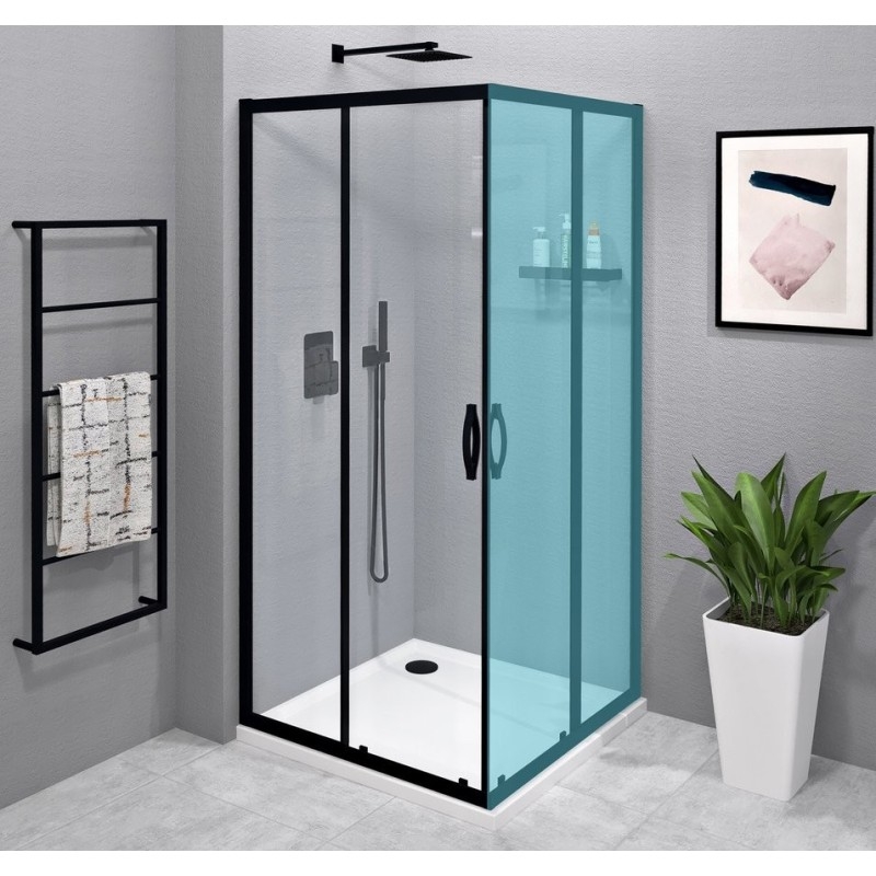 SIGMA SIMPLY BLACK Sliding Shower Door, Corner Entrance, 1000 mm, verre clair SIGMA SIMPLY BLACK Sliding Shower Door, Corner Entrance, 1000 mm, verre clair