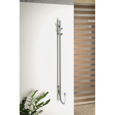 Radiateur de serviette électrique PASADOR, rond, 150x1500 mm, 30 W, acier inoxydable poli