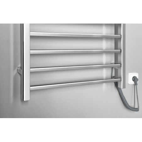 ESKINADO radiateur de serviette électrique, carré, 600x1500 mm, 130 W, acier inoxydable poli