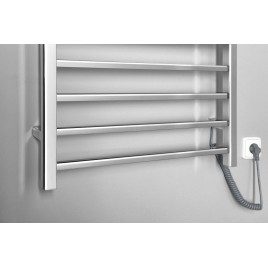 ESKINADO radiateur de serviette électrique, carré, 600x1500 mm, 130 W, acier inoxydable poli