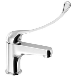 SIEGER Robinet de mélangeur de lavabo sans déchets Pop Up, (H) 150mm, levier médical, chrome