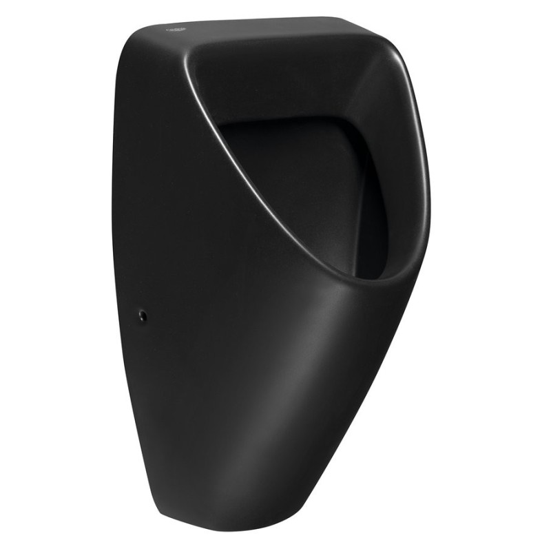 SCHWARN BLACK Céramique Urinal, entrée d'eau arrière, sortie inférieure, noir