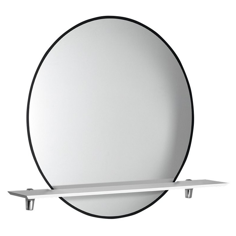 SHARON rétro-éclairé LED Ø 80cm avec étagère, noir mat