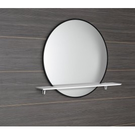 SHARON rétro-éclairé LED Ø 80cm avec étagère, noir mat