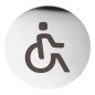 WC Signe de porte handicapé dia. 75mm, acier inoxydable poli