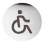 WC Signe de porte handicapé dia, 75mm, acier inoxydable mat