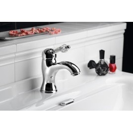 Sapho Kirké - Mitigeur de lavabo avec bonde, manette cristal, chrome KI02KC