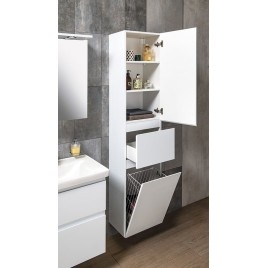Unité de rangement ALTAIR Tall avec Panier de blanchisserie 40x184x31cm, blanc