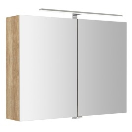 Armoire miroir RIWA avec éclairage LED, 81x70x17cm, alabama de chêne