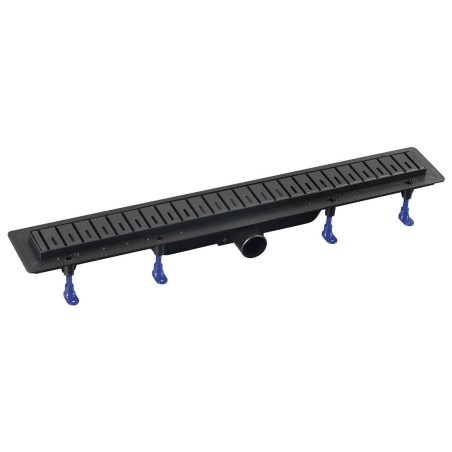 Siphon de sol KLAVER avec grille en acier inoxydable, L-910, DN50, noir mat
