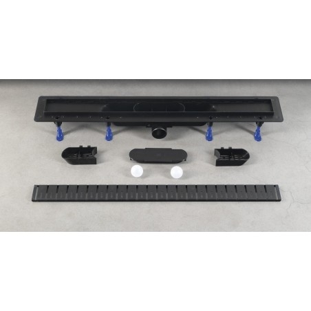 Siphon de sol KLAVER avec grille en acier inoxydable, L-910, DN50, noir mat
