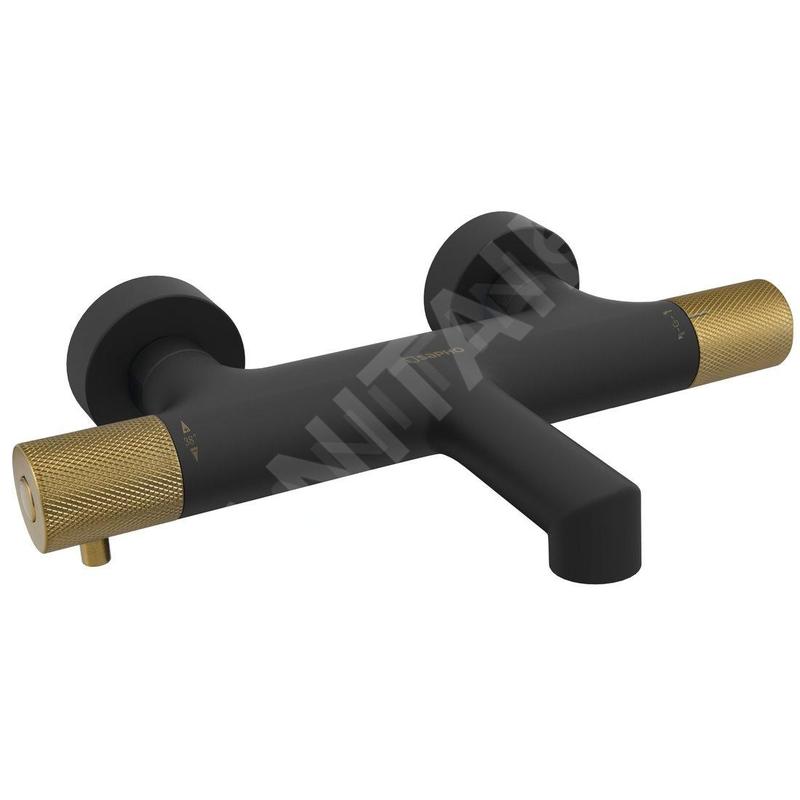 Sapho Solaris - Mitigeur thermostatique de baignoire, noir mat/doré WD010G