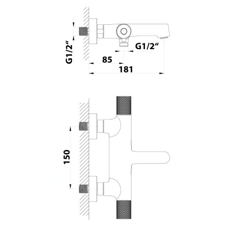 Sapho Solaris - Mitigeur thermostatique de baignoire, noir mat/doré WD010G