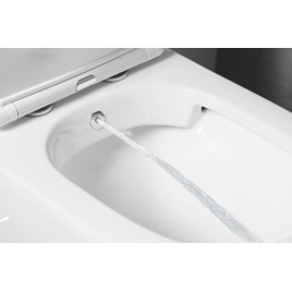 Toilettes monobloc PACO CLEANWASH avec robinet et douche bidet, siphon en S/siphon en P, blanc
