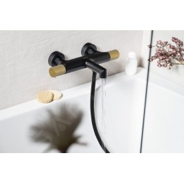 Sapho Solaris - Mitigeur thermostatique de baignoire, noir mat/doré WD010G