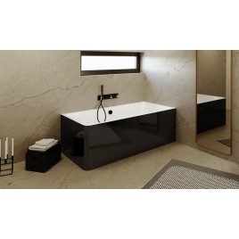 Baignoire rectangulaire MARLENE CURVE R MONOLITH 195x85x63cm, blanc/noir