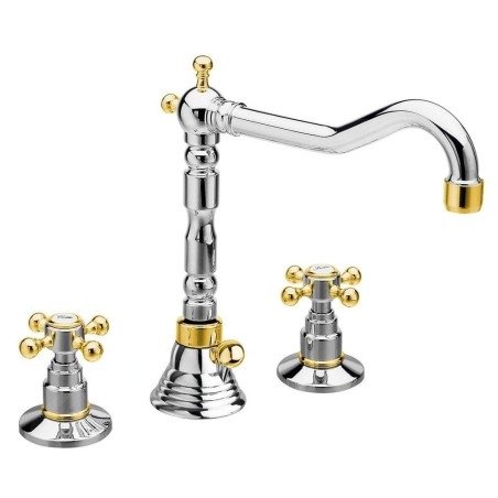 Sapho Antea - Mitigeur de lavabo avec vidage, installation à 3 trous, chrome/doré 3222