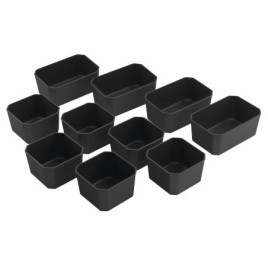 Bol bas LINDO, lot de 10 (6x 100x65x100 mm+4x 100x65x150 mm), plastique, anthracite