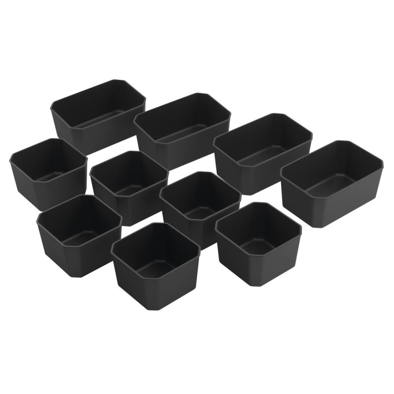 Bol bas LINDO, lot de 10 (6x 100x65x100 mm+4x 100x65x150 mm), plastique, anthracite